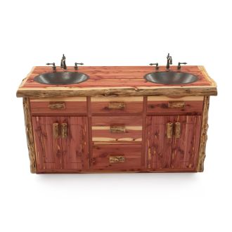 Rustic Red Cedar Log Bathroom Vanity - 60" Double Sink