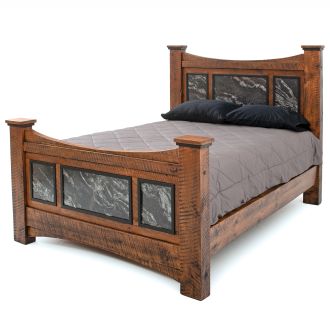 Black Granite Triple Panel Bed