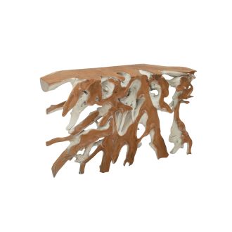 Aged-White Root Console Table