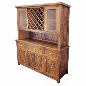 Western Winds Weathered Wood Buffet & Wine Rack Hutch