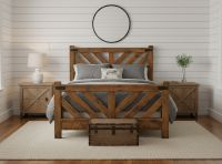 Farmhouse Bedroom Furniture: Some lifestyle images are created with AI for visualization purposes. Crafted from natural solid wood, each piece is unique and will vary.