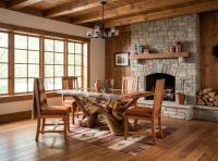 Natural Wood Dining Table: Some lifestyle images are created with AI for visualization purposes. Crafted from natural solid wood, each piece is unique and will vary.