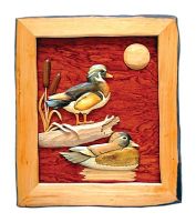 Swimming Mallards Wood Art