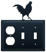 Wrought Iron Rooster Triple Outlet/Switch/Switch Cover