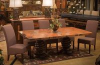 Rustic Hammered Copper Twisted Pedestal Dining Table