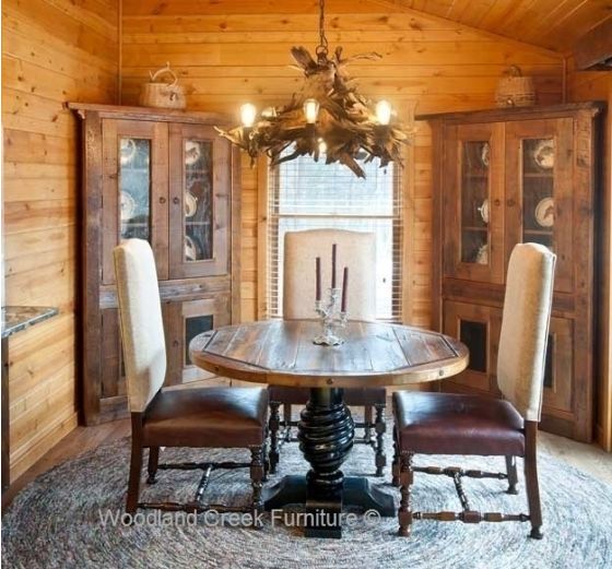 Reclaimed Barn Wood Table with Elegant Twisted Base in Custom Made Sizes