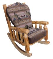 Beartooth Aspen Comfort Upholstered Log Rocking Chair - Natural Log - Balsam Lake Dawn Main Upholstery