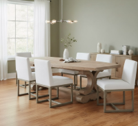 Modern Rustic Dining Chair: Some lifestyle images are created with AI for visualization purposes. Crafted from natural solid wood, each piece is unique and will vary.