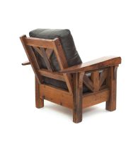 Windy Stables Timber Frame Chair - Stationary Lounge - Hampton Molasses Genuine Leather Cushions