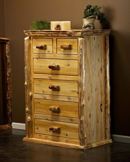 CEDAR LAKE LODGE 6 DRAWER LOG HIGH BOY CHEST