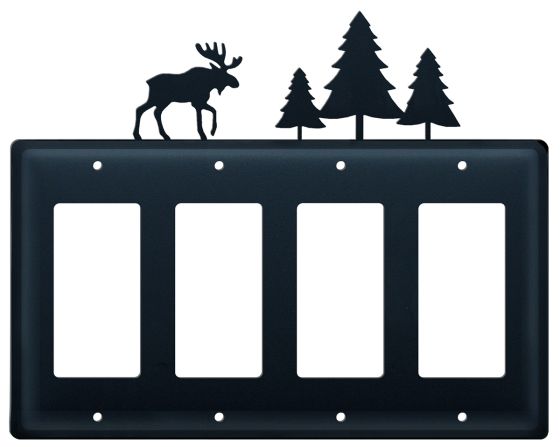 Wrought Iron Moose & Pine Quad GFI Cover