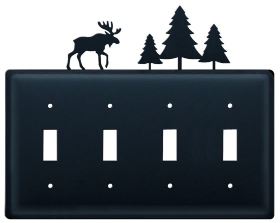 Wrought Iron Moose & Pine Quad Switch Cover