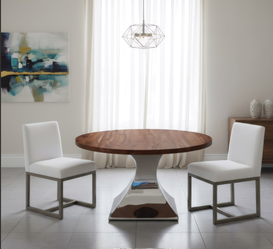 Upholstered Dining Chair: Some lifestyle images are created with AI for visualization purposes. Crafted from natural solid wood, each piece is unique and will vary.