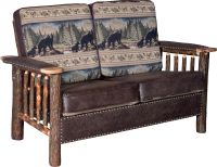 Saranac Hickory Log Loveseat - Colt Coffee Base Fabric (Standard) & Bradley Design Fabric