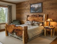 Natural Rustic Bed: Some lifestyle images are created with AI for visualization purposes. Crafted from natural solid wood, each piece is unique and will vary.