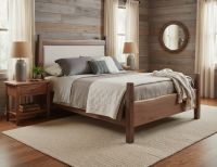 Upholstered Panel Bed: Some lifestyle images are created with AI for visualization purposes. Crafted from natural solid wood, each piece is unique and will vary.
