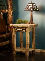 Beaver Creek Aspen 1 Drawer Log Nightstand--Half log drawer, Clear finish, Standard aspen