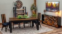 Urban Rustic Wildwood River Dining Table & Urban Rustic Wildwood Upholstered Dining Chairs