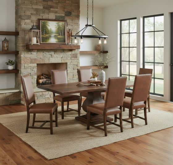 Customizable Modern Rustic Dining Room Furniture: Some lifestyle images are created with AI for visualization purposes. Crafted from natural solid wood, each piece is unique and will vary.