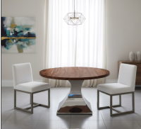 Upholstered Dining Chair: Some lifestyle images are created with AI for visualization purposes. Crafted from natural solid wood, each piece is unique and will vary.