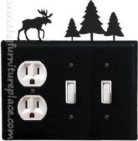 Wrought Iron Moose & Pine Triple Outlet/Switch/Switch Cover
