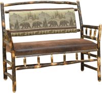 Rustic Hickory Log Deacons Bench