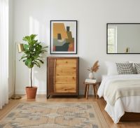 Walnut Chest of Drawers: Some lifestyle images are created with AI for visualization purposes. Crafted from natural solid wood, each piece is unique and will vary.
