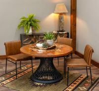 Modern Twisted Spoke Copper Dining Table