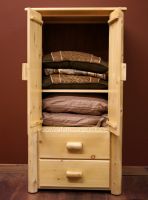 Lakeland Frontier 2 Drawer Log Armoire--Clear finish, Single shelf