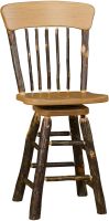 Rustic Hickory Swivel Log Oak Back Barstool