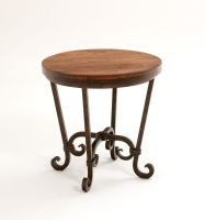 Rustic Santa Fe Turquoise Inlay Mesquite End Table