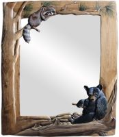 Bear & Raccoon Rustic Mirror
