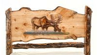 Hand-Carved Drinking Moose Headboard