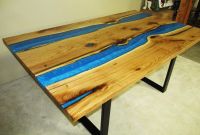 Butternut Blue Double River Slab Dining Table - Satin Finish