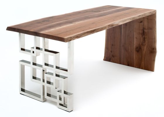 Live Edge Desk - Black Walnut - Waterfall - Natural Clear
