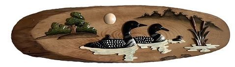 Lake Loons Rustic Slab Wood Art