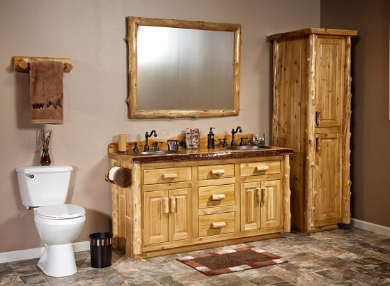 Cedar Lake 36" Rustic Log Vanity in Clear Finish