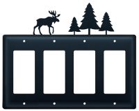Wrought Iron Moose & Pine Quad GFI Cover