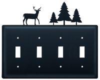 Wrought Iron Deer & Pine Quad Switch Cover