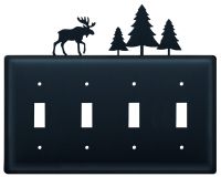 Wrought Iron Moose & Pine Quad Switch Cover