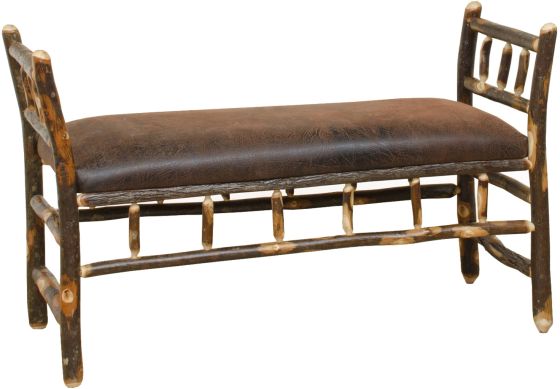 Rustic Hickory Log Arm Bench