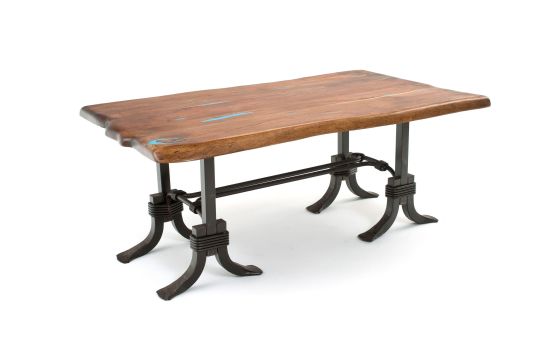 Rustic Santa Fe Turquoise Inlay Mesquite Dining Table