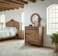 Wood Chest of Drawers: Some lifestyle images are created with AI for visualization purposes. Crafted from natural solid wood, each piece is unique and will vary.