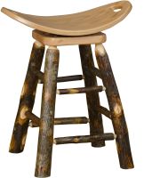 Hickory Log Swivel Saddle Stool