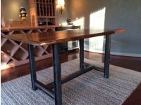 Urban Rustic Metal Beam Live Edge Table - 36" Counter Height
