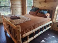 Cedar Log Bed with double spindled side rails - clear finish