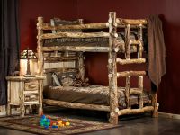 Beaver Creek Aspen Log Bunk Bed--Twin over Twin, Light aspen, Standard logs, Clear finish
