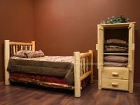 Lakeland Frontier 2 Drawer Log Armoire--Clear finish, Single shelf