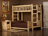 Cedar Lake Twin over Queen Log Bunk Bed--Clear finish