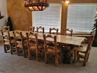 11 foot Aspen Log Dining Table and Chairs